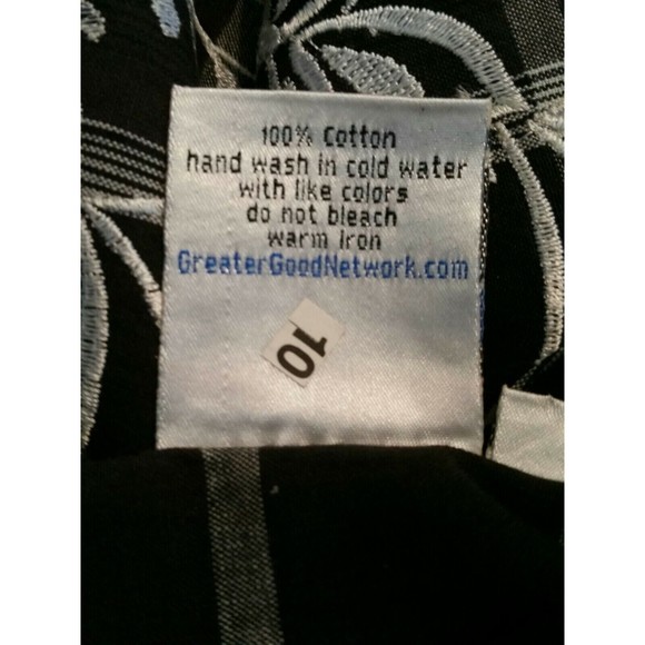 Greater Good Network Womens (M) Embroidered Cotton Sundress Black & White Plaid - Picture 12 of 12